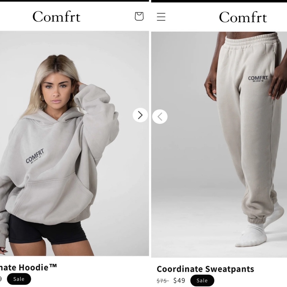 COMFRT Brand Coordinate Hoodie and Sweatpants Size Small